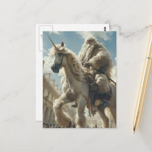 Carte Postale Licorne et homme dans la ville