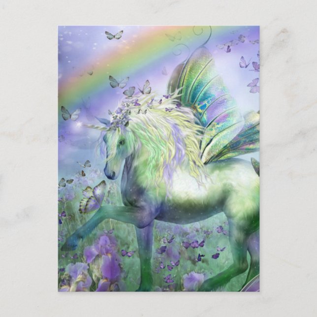 Carte Postale licorne et papillons (Devant)