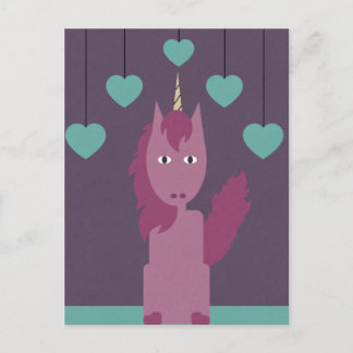 Carte Postale Licorne Rose