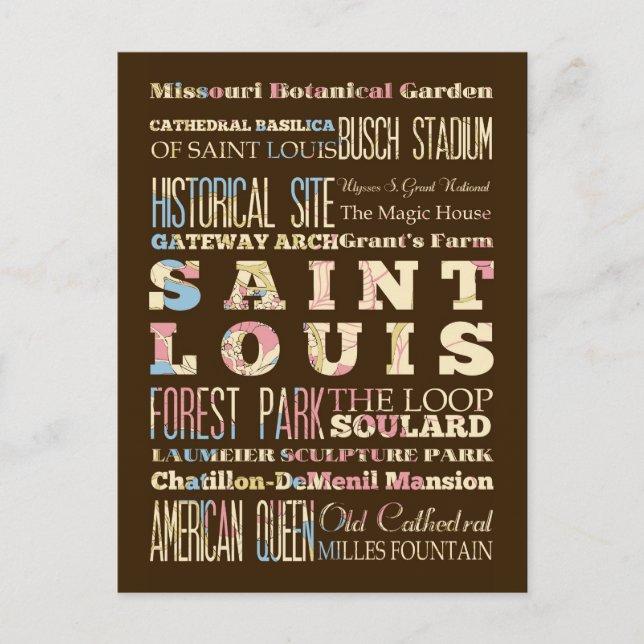 Carte Postale Lieux célèbres de Saint Louis, Missouri. (Devant)