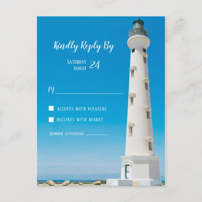 Carte Postale Lighthouse Aruba Destination Wedding RSVP (Devant)
