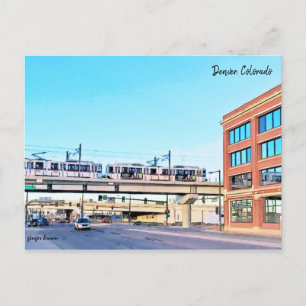 Carte Postale LightRail, I-25, Broadway Station, Denver, CO