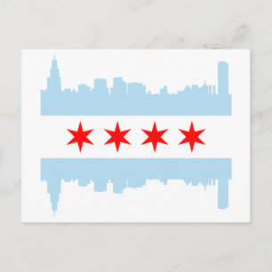 Carte Postale Ligne aérienne du drapeau de Chicago