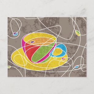 Carte Postale ligne de CAFE rétro