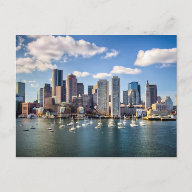 Carte Postale Ligne d'horizon de Boston en bord de mer (Devant)