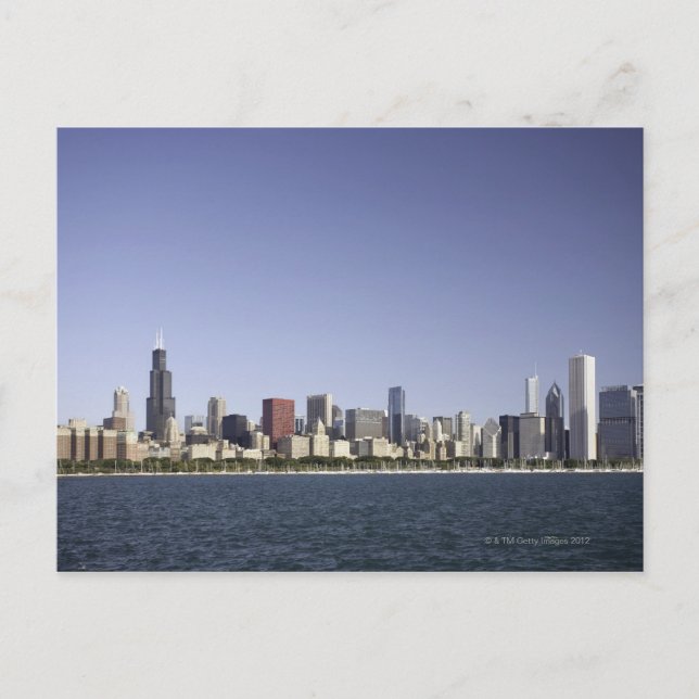 Carte Postale Ligne d'horizon de Chicago avec le lac Michigan 2 (Devant)