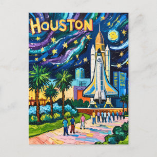 Carte Postale Ligne d'horizon de Houston Space Center Rocket Van