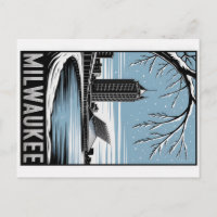 Ligne d'horizon de Milwaukee Noir et Blanc Gravure