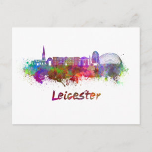 Carte Postale Ligne d'horizon Leicester en aquarelle