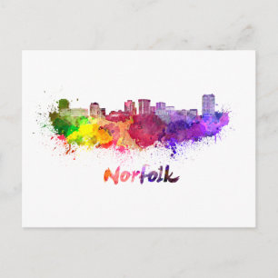 Carte Postale Ligne d'horizon Norfolk en aquarelle