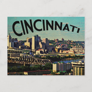Carte Postale Ligne Skyline Cincinnati vintage