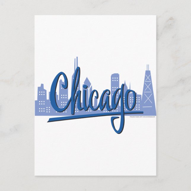 Carte Postale Ligne Skyline de Chicago Windy City (Devant)