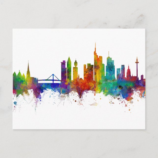 Carte Postale Ligne Skyline Francfort-Allemagne (Devant)