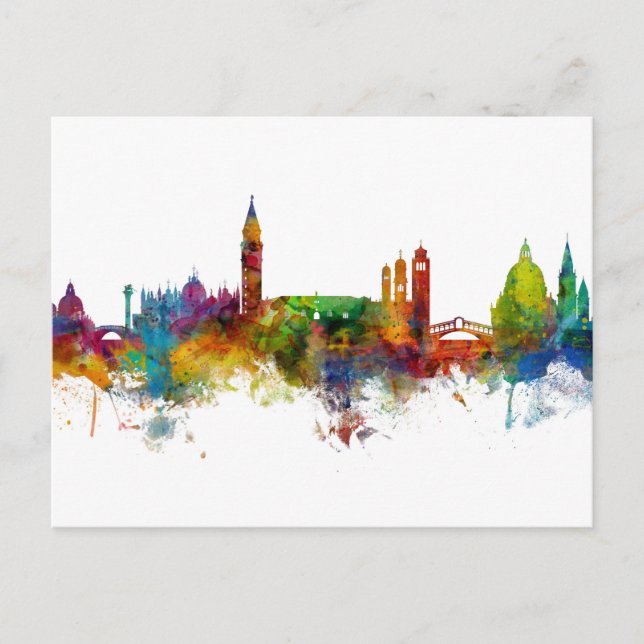 Carte Postale Ligne Skyline Venice Italie (Devant)