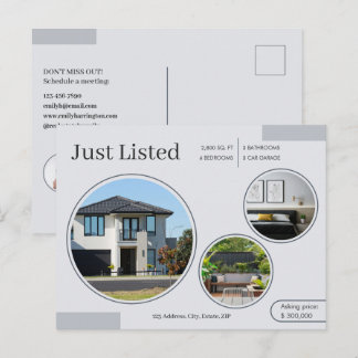 Carte Postale Lignes fines Agent immobilier grise juste répertor