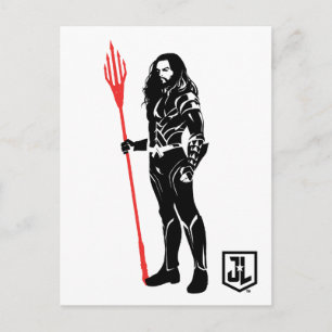 Carte Postale Ligue de Justice   Aquaman Pose Noir Pop Art