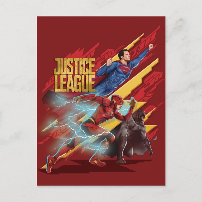 Carte Postale Ligue de Justice | Badge Superman, Flash et Batman (Devant)