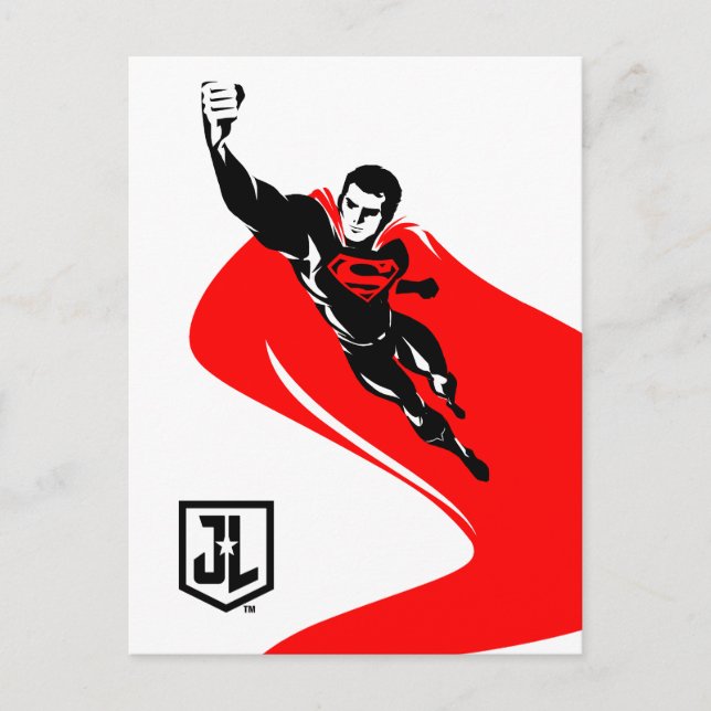 Carte Postale Ligue de Justice | Superman Flying Noir Pop Art (Devant)