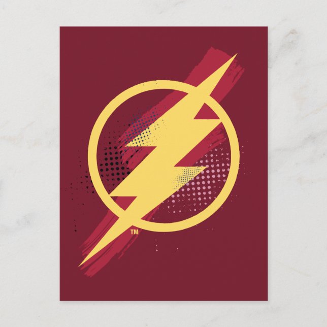 Carte Postale Ligue de Justice | Symbole Flash brosse et demi-to (Devant)
