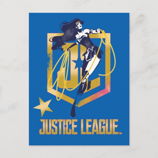 Carte Postale Ligue de Justice | Wonder Woman JL Logo Pop Art (Devant)