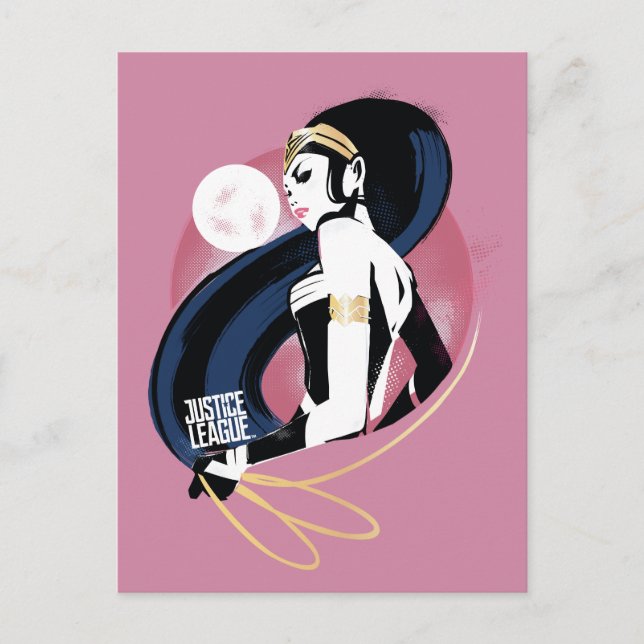 Carte Postale Ligue de Justice | Wonder Woman Profil Pop Art (Devant)