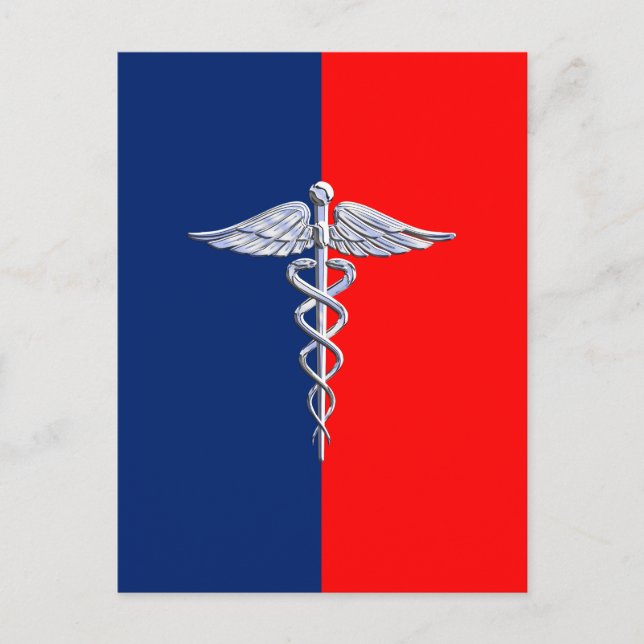 Carte Postale Ligue des symboles médicaux de Silver Caduceus (Devant)