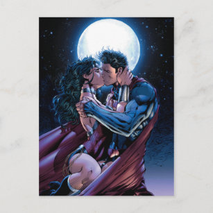 Carte Postale Ligue Justice #12 Wonder Woman & Superman Kiss