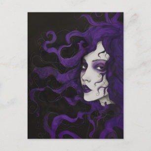 Carte Postale Lila Art Nouveau gothique Femme Violet Noir 