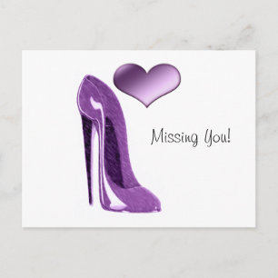Carte Postale Lilac Stiletto High Heel Shoe and Heart