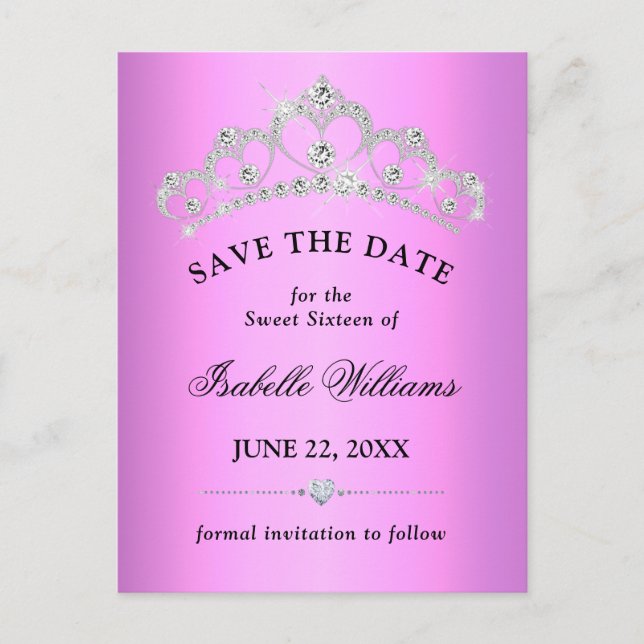 Carte Postale Lilac Violet Sweet 16 Enregistrer la Date (Devant)