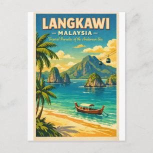 Carte Postale L'île de Langkawi, Malaisie, dans un style rétro v
