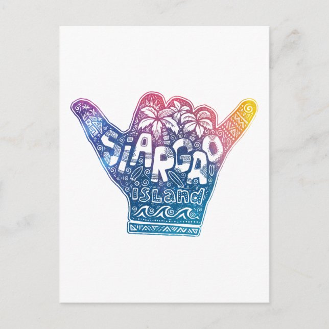 Carte Postale L'île de Siargao surfer main shaka (Devant)