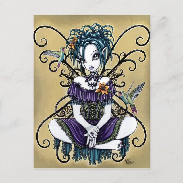 Carte postale "Lillian" gothique Hummingbird Fairy (Devant)