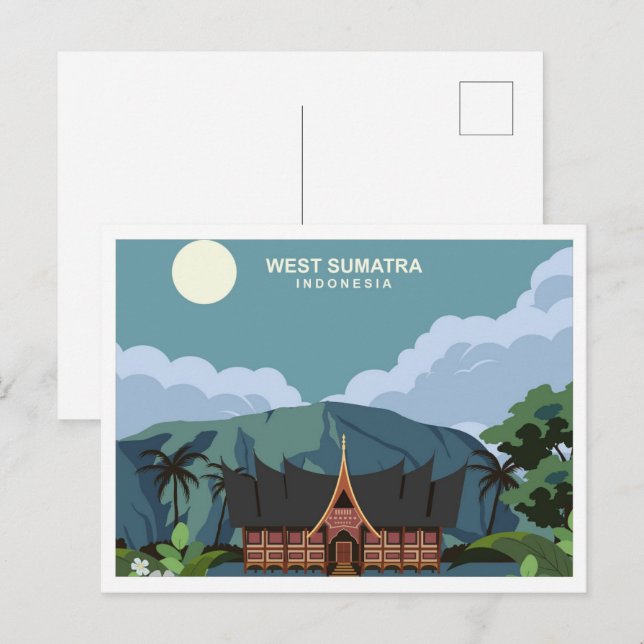 Carte Postale L'illustration du lieu de voyage de West Sumatra I (Devant / Derrière)