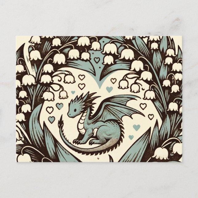 Carte Postale Lily of the Valley Baby Dragon Cute Dragons (Devant)