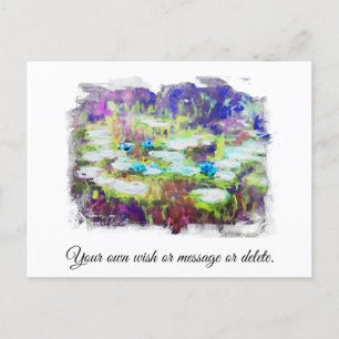 Carte Postale * * Lily Pads Monet Pond AR23 Personnaliser le tex