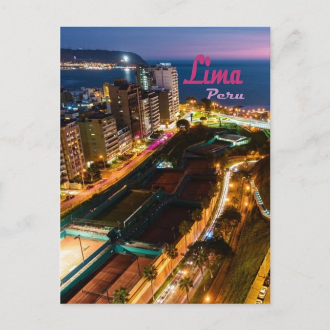 Carte Postale Lima Pérou Capitale Côte Pacifique Ville Lumière N (Devant)