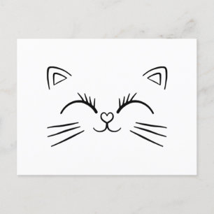 Carte Postale Limite minimale de la face de chat Doodline