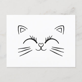 Carte Postale Limite minimale de la face de chat Doodline