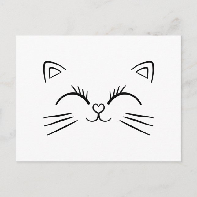 Carte Postale Limite minimale de la face de chat Doodline (Devant)