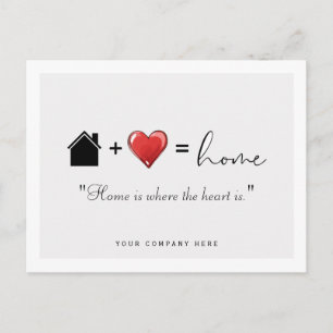 Carte Postale L'immobilier « La maison est là où est le cœur » P