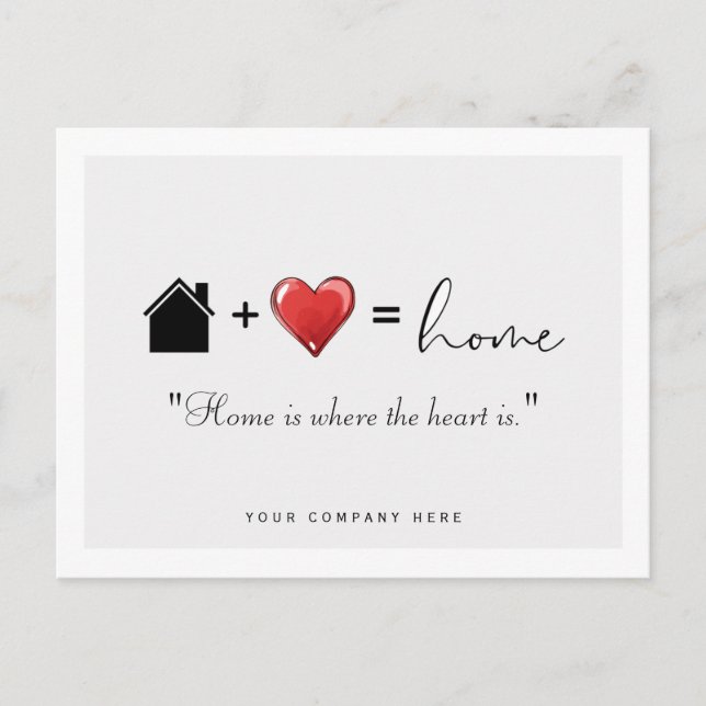 Carte Postale L'immobilier « La maison est là où est le cœur » P (Devant)