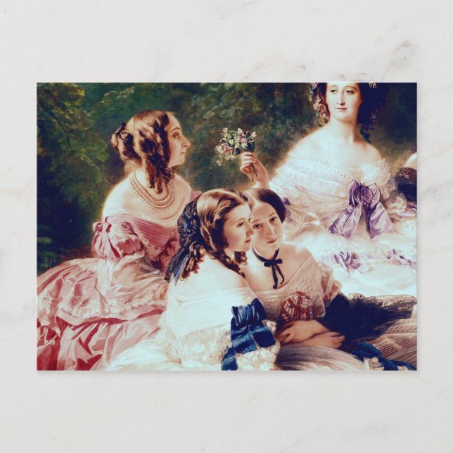 Carte Postale L'impératrice Eugénie et ses dames en attente (Devant)