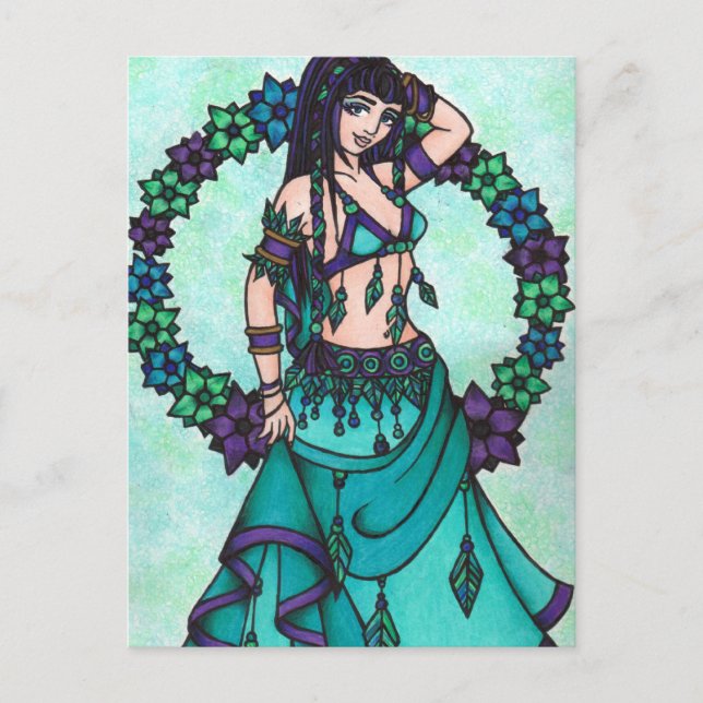 Carte Postale Lina Flower Goddess Belly Dancer Art (Devant)
