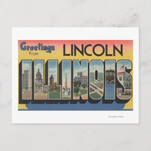 Carte Postale Lincoln, Illinois - Scènes de grandes lettres