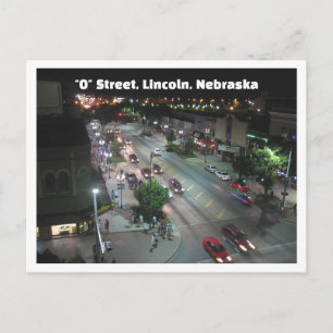 Carte Postale Lincoln Nebraska "O" Street la nuit
