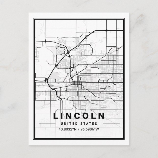 Carte Postale Lincoln Nebraska USA Travel City Plan (Devant)
