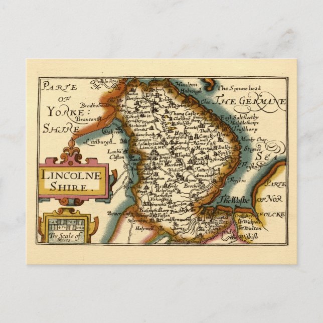 Carte Postale Lincolnshire Comté Angleterre Ancien Antiquaire Ca (Devant)