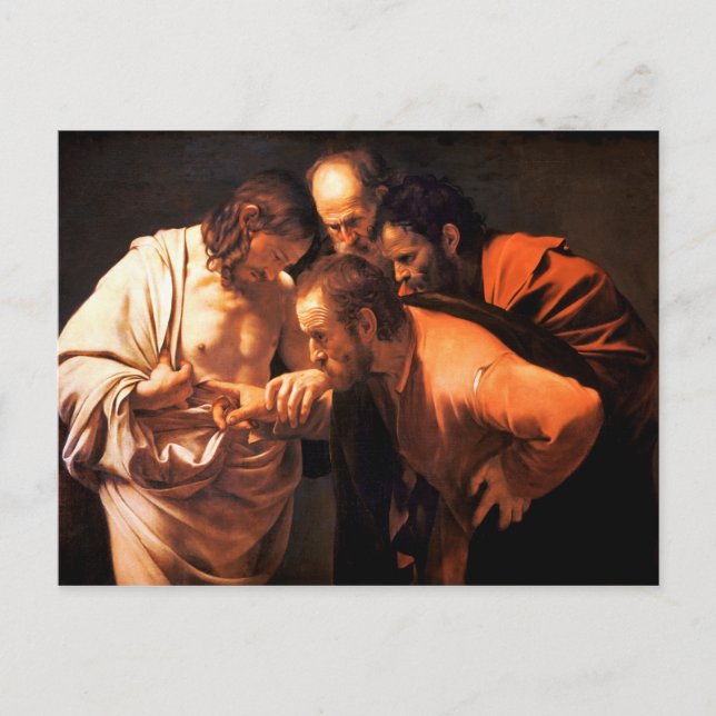Carte Postale L'Incrédulité de Saint Thomas par Caravaggio (Devant)