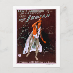 Carte Postale "L'Indien" - Plume rouge, chef du